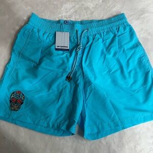 Aqua Skull Design Men's Swim Trunks